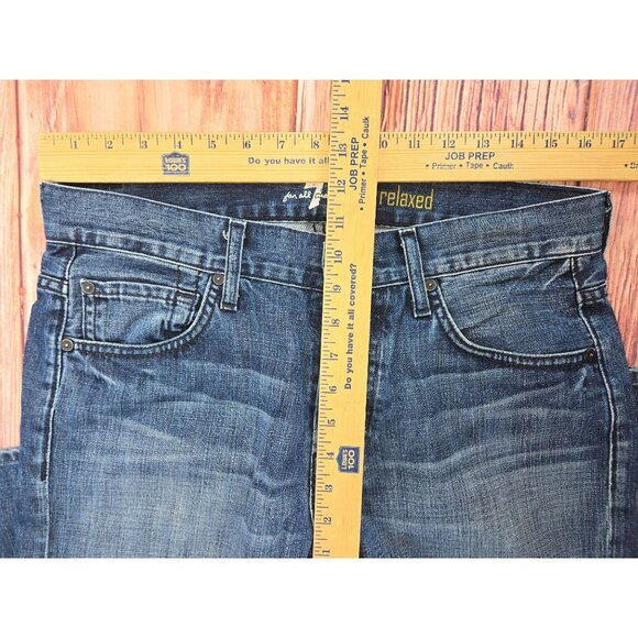7 For All Mankind Mens Relaxed Fit Jeans 32x34 Blue Denim - Picture 8 of 9